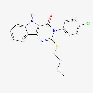 molecular formula C20H18ClN3OS B2850618 2-(butylthio)-3-(4-chlorophenyl)-3H-pyrimido[5,4-b]indol-4(5H)-one CAS No. 536715-30-7
