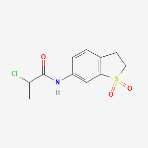 molecular formula C11H12ClNO3S B2850623 2-Chloro-N-(1,1-dioxo-2,3-dihydro-1-benzothiophen-6-yl)propanamide CAS No. 2411310-36-4