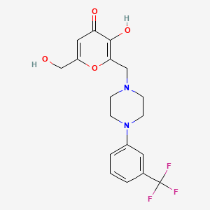 molecular formula C18H19F3N2O4 B2850625 3-hydroxy-6-(hydroxymethyl)-2-({4-[3-(trifluoromethyl)phenyl]piperazin-1-yl}methyl)-4H-pyran-4-one CAS No. 866019-50-3