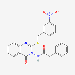 molecular formula C23H18N4O4S B2850628 N-(2-((3-nitrobenzyl)thio)-4-oxoquinazolin-3(4H)-yl)-2-phenylacetamide CAS No. 443354-21-0