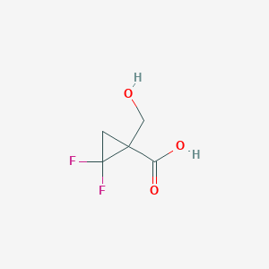 molecular formula C5H6F2O3 B2850629 2,2-Difluoro-1-(hydroxymethyl)cyclopropane-1-carboxylic acid CAS No. 2356855-45-1
