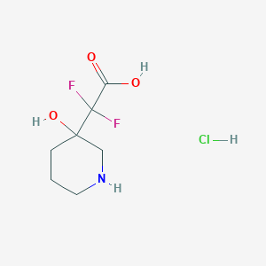 molecular formula C7H12ClF2NO3 B2850638 2,2-Difluoro-2-(3-hydroxypiperidin-3-yl)acetic acid hydrochloride CAS No. 2230803-42-4