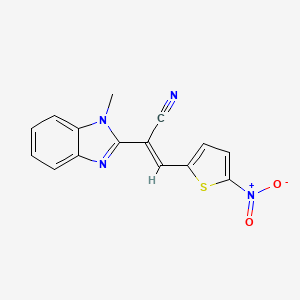 molecular formula C15H10N4O2S B2850646 (E)-2-(1-methyl-1H-benzo[d]imidazol-2-yl)-3-(5-nitrothiophen-2-yl)acrylonitrile CAS No. 328027-85-6
