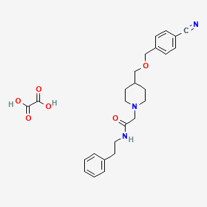 molecular formula C26H31N3O6 B2850648 2-(4-(((4-cyanobenzyl)oxy)methyl)piperidin-1-yl)-N-phenethylacetamide oxalate CAS No. 1396750-75-6