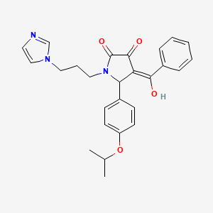 molecular formula C26H27N3O4 B2850650 1-(3-(1H-imidazol-1-yl)propyl)-4-benzoyl-3-hydroxy-5-(4-isopropoxyphenyl)-1H-pyrrol-2(5H)-one CAS No. 615270-54-7