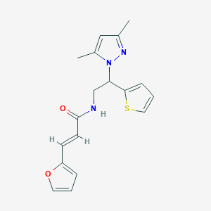 molecular formula C18H19N3O2S B2850653 (E)-N-(2-(3,5-二甲基-1H-吡唑-1-基)-2-(噻吩-2-基)乙基)-3-(呋喃-2-基)丙烯酰胺 CAS No. 2035036-26-9