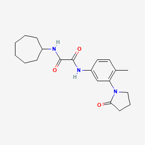 molecular formula C20H27N3O3 B2850659 N1-cycloheptyl-N2-(4-methyl-3-(2-oxopyrrolidin-1-yl)phenyl)oxalamide CAS No. 942012-46-6