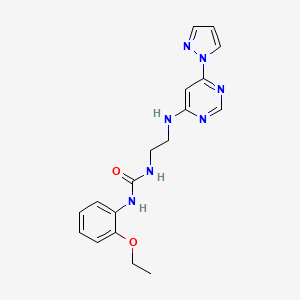 molecular formula C18H21N7O2 B2850661 1-(2-((6-(1H-pyrazol-1-yl)pyrimidin-4-yl)amino)ethyl)-3-(2-ethoxyphenyl)urea CAS No. 1172356-07-8