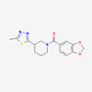 molecular formula C16H17N3O3S B2850672 Benzo[d][1,3]dioxol-5-yl(3-(5-methyl-1,3,4-thiadiazol-2-yl)piperidin-1-yl)methanone CAS No. 1105228-61-2