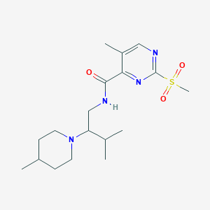 molecular formula C18H30N4O3S B2850674 2-methanesulfonyl-5-methyl-N-[3-methyl-2-(4-methylpiperidin-1-yl)butyl]pyrimidine-4-carboxamide CAS No. 2094871-56-2