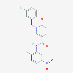 molecular formula C20H16ClN3O4 B2850675 1-[(3-chlorophenyl)methyl]-N-(2-methyl-5-nitrophenyl)-6-oxopyridine-3-carboxamide CAS No. 941885-16-1