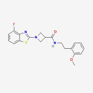 molecular formula C20H20FN3O2S B2850679 1-(4-fluorobenzo[d]thiazol-2-yl)-N-(2-methoxyphenethyl)azetidine-3-carboxamide CAS No. 1286709-62-3