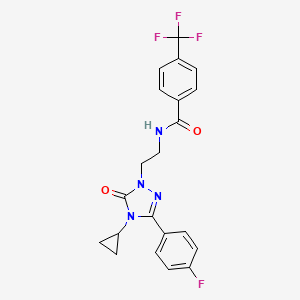 molecular formula C21H18F4N4O2 B2850681 N-(2-(4-cyclopropyl-3-(4-fluorophenyl)-5-oxo-4,5-dihydro-1H-1,2,4-triazol-1-yl)ethyl)-4-(trifluoromethyl)benzamide CAS No. 2320723-90-6