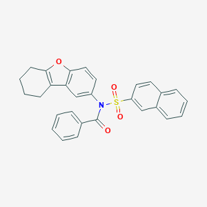 molecular formula C29H23NO4S B285069 N-(naphthalen-2-ylsulfonyl)-N-(6,7,8,9-tetrahydrodibenzo[b,d]furan-2-yl)benzamide 