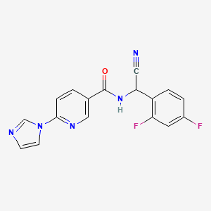 molecular formula C17H11F2N5O B2850690 N-[cyano(2,4-difluorophenyl)methyl]-6-(1H-imidazol-1-yl)pyridine-3-carboxamide CAS No. 1375197-38-8