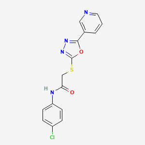 molecular formula C15H11ClN4O2S B2850693 N-(4-chlorophenyl)-2-[(5-pyridin-3-yl-1,3,4-oxadiazol-2-yl)sulfanyl]acetamide CAS No. 332358-17-5