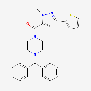 molecular formula C26H26N4OS B2850695 (4-benzhydrylpiperazin-1-yl)(1-methyl-3-(thiophen-2-yl)-1H-pyrazol-5-yl)methanone CAS No. 1171314-11-6