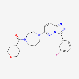 molecular formula C22H25FN6O2 B2850697 [4-[3-(3-Fluorophenyl)-[1,2,4]triazolo[4,3-b]pyridazin-6-yl]-1,4-diazepan-1-yl]-(oxan-4-yl)methanone CAS No. 2380182-41-0