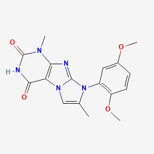 molecular formula C17H17N5O4 B2850701 8-(2,5-dimethoxyphenyl)-1,7-dimethyl-1H-imidazo[2,1-f]purine-2,4(3H,8H)-dione CAS No. 876672-45-6
