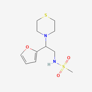 molecular formula C11H18N2O3S2 B2850709 N-(2-(furan-2-yl)-2-thiomorpholinoethyl)methanesulfonamide CAS No. 2034398-96-2