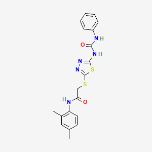 molecular formula C19H19N5O2S2 B2850714 N-(2,4-dimethylphenyl)-2-[[5-(phenylcarbamoylamino)-1,3,4-thiadiazol-2-yl]sulfanyl]acetamide CAS No. 946371-47-7