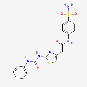 molecular formula C18H17N5O4S2 B2850721 2-(2-(3-苯基脲基)噻唑-4-基)-N-(4-磺酰胺基苯基)乙酰胺 CAS No. 921486-34-2