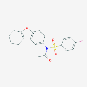molecular formula C20H18FNO4S B285073 N-[(4-fluorophenyl)sulfonyl]-N-6,7,8,9-tetrahydrodibenzo[b,d]furan-2-ylacetamide 