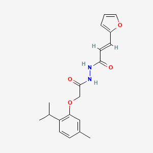 molecular formula C19H22N2O4 B2850742 (2E)-3-(furan-2-yl)-N'-{[5-methyl-2-(propan-2-yl)phenoxy]acetyl}prop-2-enehydrazide CAS No. 468747-25-3