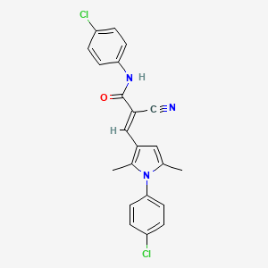 molecular formula C22H17Cl2N3O B2850759 (2E)-N-(4-chlorophenyl)-3-[1-(4-chlorophenyl)-2,5-dimethyl-1H-pyrrol-3-yl]-2-cyanoprop-2-enamide CAS No. 340230-66-2