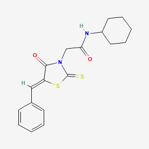 molecular formula C18H20N2O2S2 B2850767 2-[(5Z)-5-benzylidene-4-oxo-2-thioxo-1,3-thiazolidin-3-yl]-N-cyclohexylacetamide CAS No. 308295-08-1