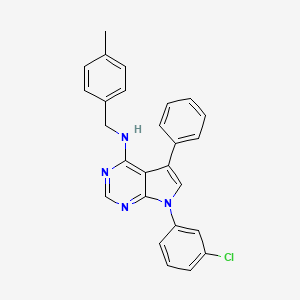 molecular formula C26H21ClN4 B2850770 7-(3-chlorophenyl)-N-(4-methylbenzyl)-5-phenyl-7H-pyrrolo[2,3-d]pyrimidin-4-amine CAS No. 477231-41-7