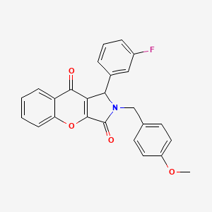 molecular formula C25H18FNO4 B2850776 1-(3-Fluorophenyl)-2-(4-methoxybenzyl)-1,2-dihydrochromeno[2,3-c]pyrrole-3,9-dione CAS No. 850901-96-1