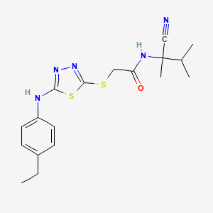 molecular formula C18H23N5OS2 B2850799 N-(2-cyano-3-methylbutan-2-yl)-2-[[5-(4-ethylanilino)-1,3,4-thiadiazol-2-yl]sulfanyl]acetamide CAS No. 863420-11-5
