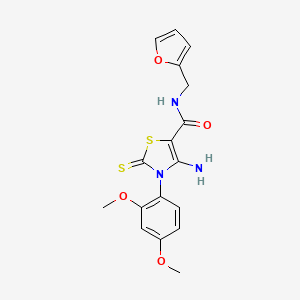 4-amino-3-(2,4-dimethoxyphenyl)-N-(furan-2-ylmethyl)-2-thioxo-2,3-dihydrothiazole-5-carboxamide