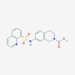 molecular formula C20H19N3O4S B2850806 methyl 7-(quinoline-8-sulfonamido)-3,4-dihydroisoquinoline-2(1H)-carboxylate CAS No. 1796962-42-9
