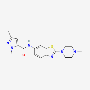 molecular formula C18H22N6OS B2850818 1,3-dimethyl-N-(2-(4-methylpiperazin-1-yl)benzo[d]thiazol-6-yl)-1H-pyrazole-5-carboxamide CAS No. 1170535-69-9