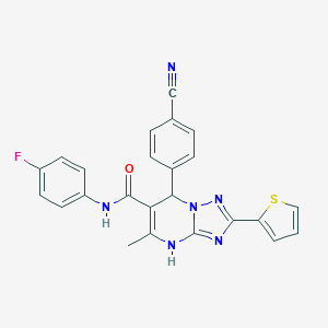 molecular formula C24H17FN6OS B285085 7-(4-cyanophenyl)-N-(4-fluorophenyl)-5-methyl-2-(2-thienyl)-4,7-dihydro[1,2,4]triazolo[1,5-a]pyrimidine-6-carboxamide 