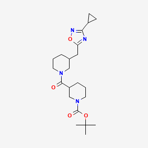 molecular formula C22H34N4O4 B2850866 Tert-butyl 3-(3-((3-cyclopropyl-1,2,4-oxadiazol-5-yl)methyl)piperidine-1-carbonyl)piperidine-1-carboxylate CAS No. 1705938-85-7