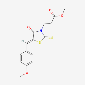 molecular formula C15H15NO4S2 B2850873 (Z)-methyl 3-(5-(4-methoxybenzylidene)-4-oxo-2-thioxothiazolidin-3-yl)propanoate CAS No. 265098-82-6