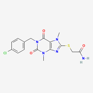 molecular formula C16H16ClN5O3S B2850888 2-((1-(4-chlorobenzyl)-3,7-dimethyl-2,6-dioxo-2,3,6,7-tetrahydro-1H-purin-8-yl)thio)acetamide CAS No. 919020-78-3