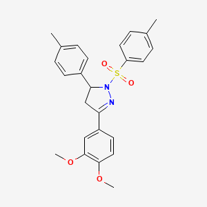 molecular formula C25H26N2O4S B2850890 5-(3,4-Dimethoxyphenyl)-3-(4-methylphenyl)-2-(4-methylphenyl)sulfonyl-3,4-dihydropyrazole CAS No. 402947-86-8