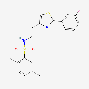 molecular formula C19H19FN2O2S2 B2850911 N-[2-[2-(3-fluorophenyl)-1,3-thiazol-4-yl]ethyl]-2,5-dimethylbenzenesulfonamide CAS No. 933231-82-4