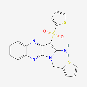 B2850916 1-(Thiophen-2-ylmethyl)-3-thiophen-2-ylsulfonyl-2-pyrrolo[3,2-b]quinoxalinamine CAS No. 848766-40-5