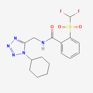 molecular formula C16H19F2N5O3S B2850948 N-((1-环己基-1H-四唑-5-基)甲基)-2-((二氟甲基)磺酰基)苯甲酰胺 CAS No. 921503-82-4