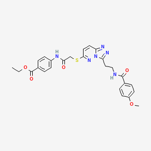 B2850951 Ethyl 4-(2-((3-(2-(4-methoxybenzamido)ethyl)-[1,2,4]triazolo[4,3-b]pyridazin-6-yl)thio)acetamido)benzoate CAS No. 872995-86-3