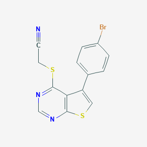 molecular formula C14H8BrN3S2 B285099 {[5-(4-Bromophenyl)thieno[2,3-d]pyrimidin-4-yl]sulfanyl}acetonitrile 