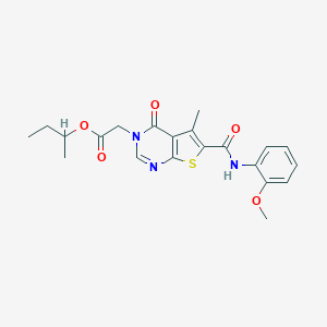 molecular formula C21H23N3O5S B285100 sec-butyl (6-[(2-methoxyanilino)carbonyl]-5-methyl-4-oxothieno[2,3-d]pyrimidin-3(4H)-yl)acetate 