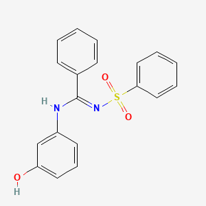 molecular formula C19H16N2O3S B2851006 (E)-N-(3-hydroxyphenyl)-N'-(phenylsulfonyl)benzimidamide CAS No. 31789-80-7