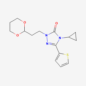 molecular formula C15H19N3O3S B2851011 1-(2-(1,3-二氧六环-2-基)乙基)-4-环丙基-3-(噻吩-2-基)-1H-1,2,4-三唑-5(4H)-酮 CAS No. 1428374-56-4