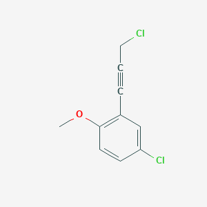 molecular formula C10H8Cl2O B2851022 4-Chloro-2-(3-chloroprop-1-yn-1-yl)-1-methoxybenzene CAS No. 1183598-03-9